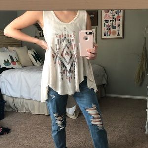 Boho cream tank top
